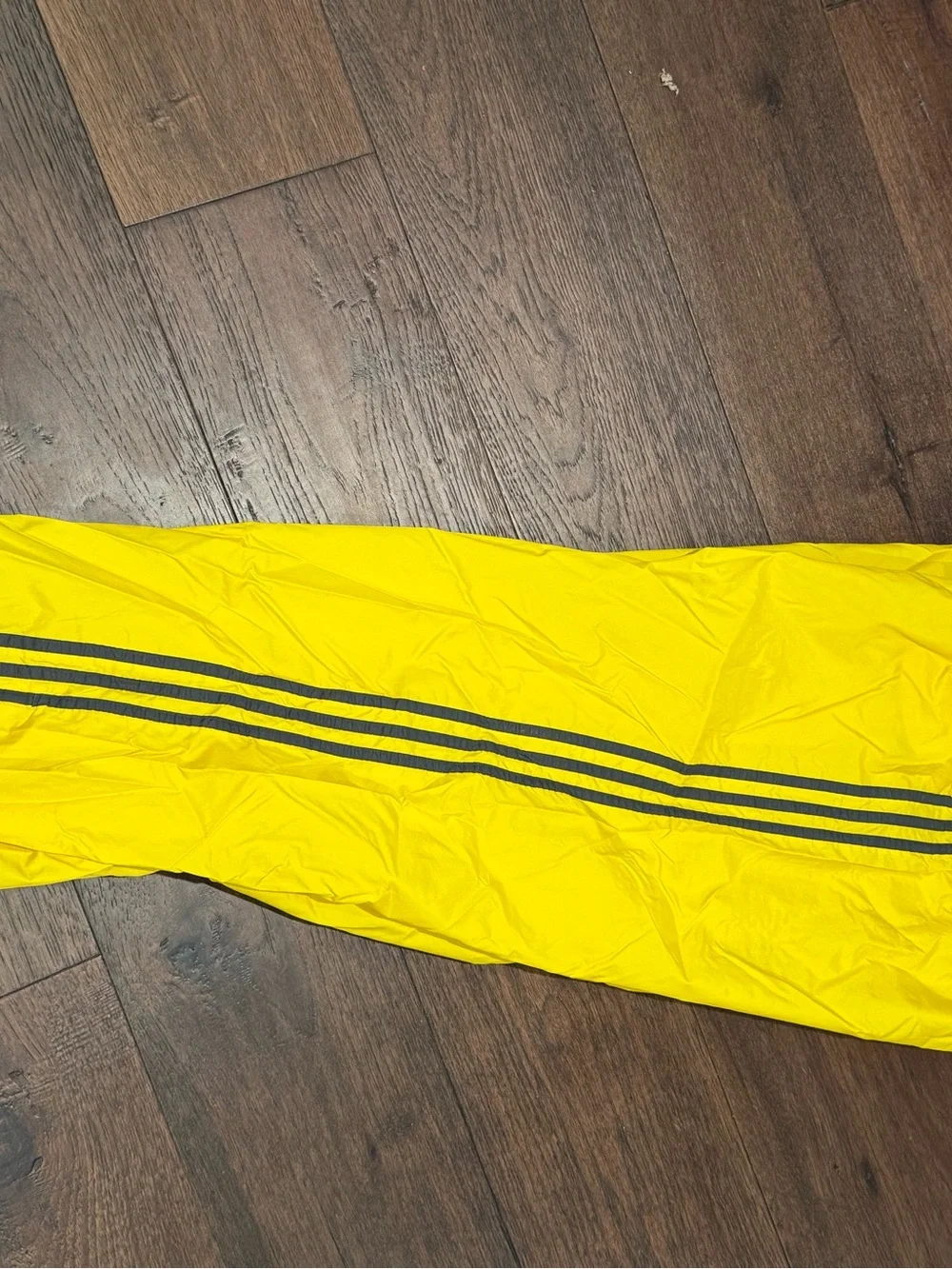 Vintage Adidas Women's Yellow Track Pants with Black Side Stripes
